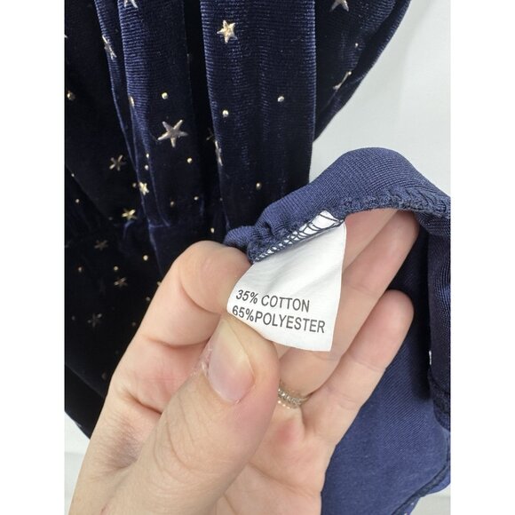 Romwe Celestial Space Star Print Velour Mini Slip  Retro Y2K Navy Blue Stretchy - Picture 4 of 8
